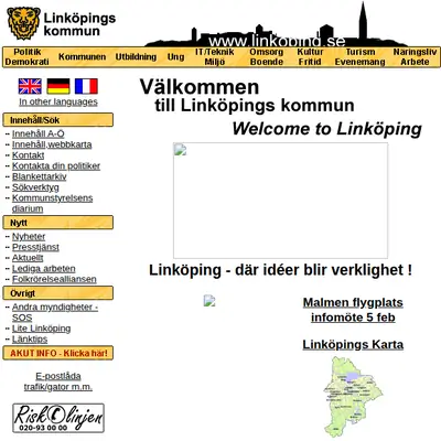 www.linkoping.se/nyheter startsida 2003