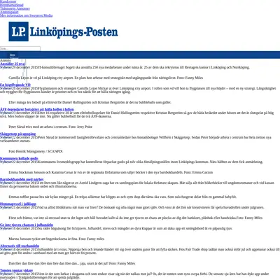 Linköpings Posten startsida 2016