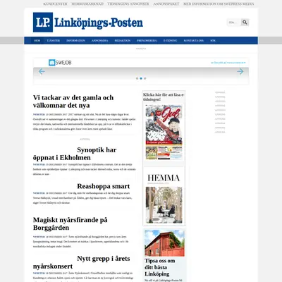 Linköpings Posten startsida 2018