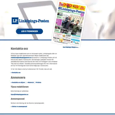Linköpings Posten startsida 2019