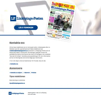 Linköpings Posten startsida 2020