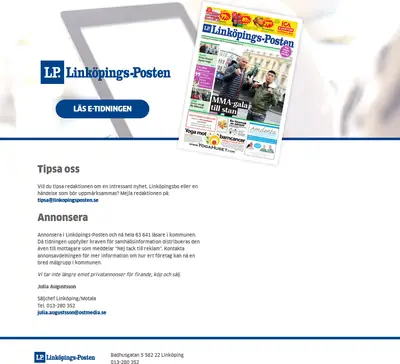 Linköpings Posten startsida 2021