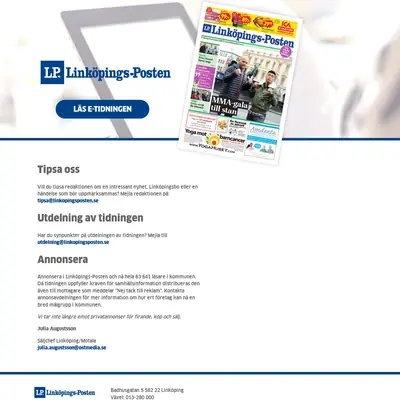 Linköpings Posten startsida 2022