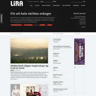 Lira Musikmagasin startsida 2013