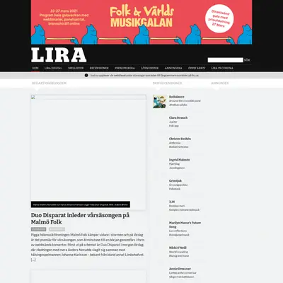 Lira Musikmagasin startsida 2021