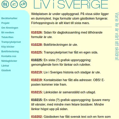 Liv i Sverige startsida 2001