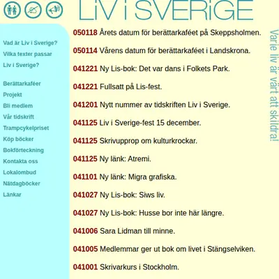 Liv i Sverige startsida 2005