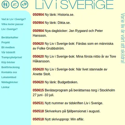 Liv i Sverige startsida 2006