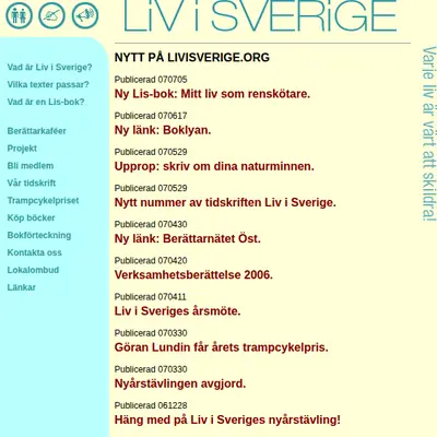 Liv i Sverige startsida 2007