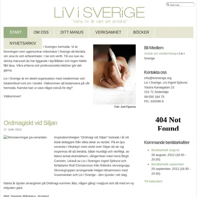 Liv i Sverige startsida 2012