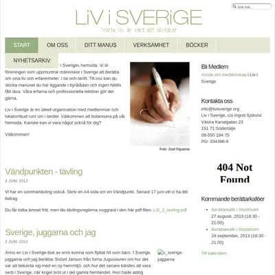 Liv i Sverige startsida 2013
