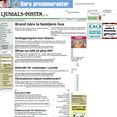 Ljusdals Posten e-postutskick startsida 2007
