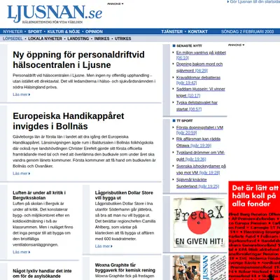 ljusnan.se startsida 2003