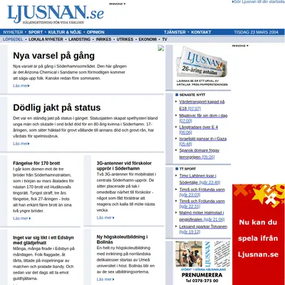 ljusnan.se startsida 2004