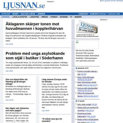 ljusnan.se startsida 2005