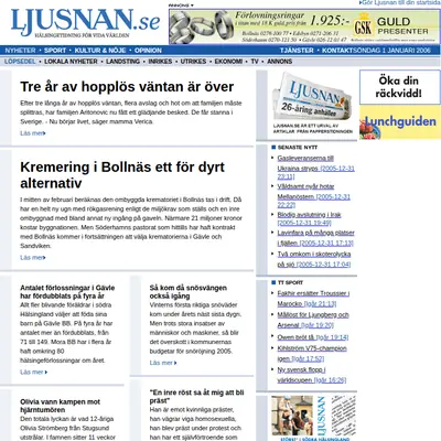 ljusnan.se startsida 2006