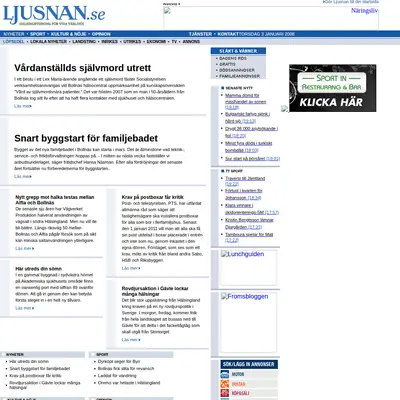 ljusnan.se startsida 2008