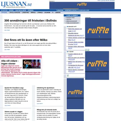 ljusnan.se startsida 2009