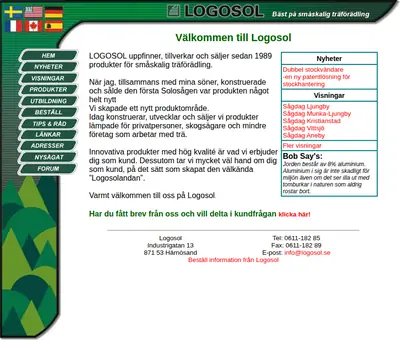 Logosol, logosol.se startsida 2002