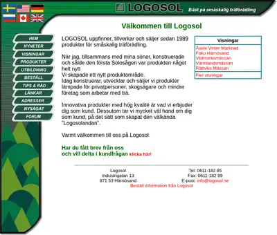 Logosol, logosol.se startsida 2003