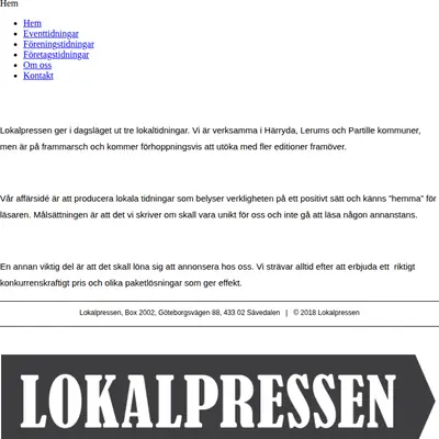 lokalpressen.se startsida 2019