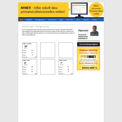 Lokaltidningen Sverige startsida 2017