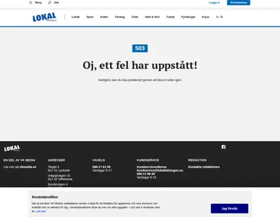 Lokaltidningen Sverige startsida 2022