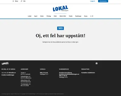 Lokaltidningen Sverige startsida 2024