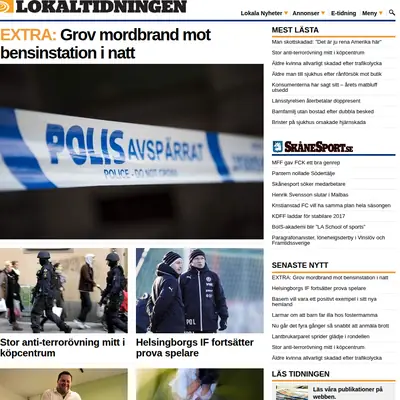 Lokaltidningen Malmö startsida 2017