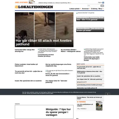 Lokaltidningen Malmö startsida 2018