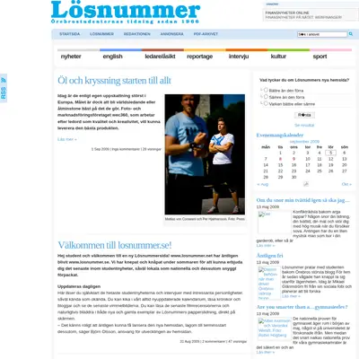 Lösnummer startsida 2009