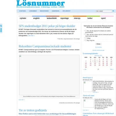 Lösnummer startsida 2011