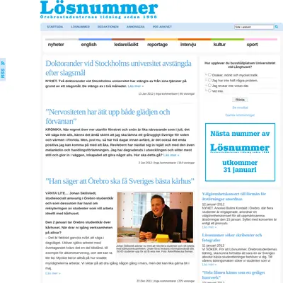 Lösnummer startsida 2012