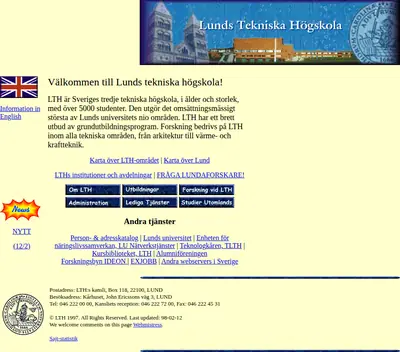 LTH - nytt startsida 1998