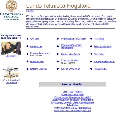 LTH - nytt startsida 2001