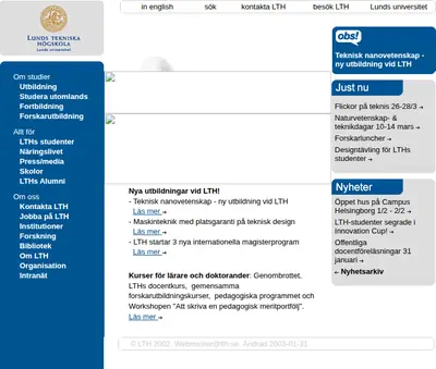 LTH - nytt startsida 2003