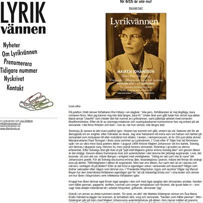 Lyrikvännen startsida 2016