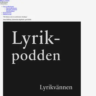 Lyrikvännen startsida 2020