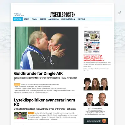 Lysekilsposten startsida 2015