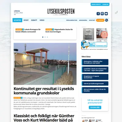 Lysekilsposten startsida 2022