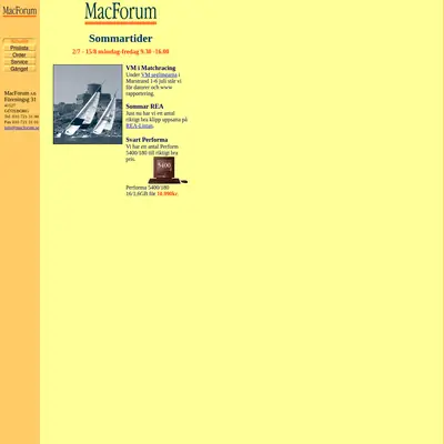 macforum.se startsida 1997