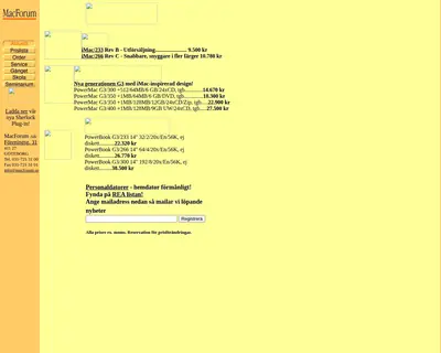 macforum.se startsida 1999