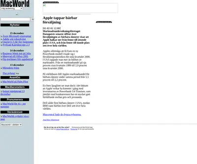 Mac World startsida 2001
