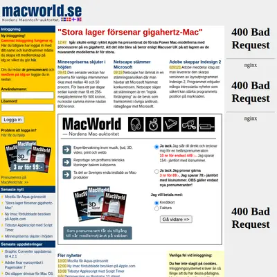Mac World startsida 2002