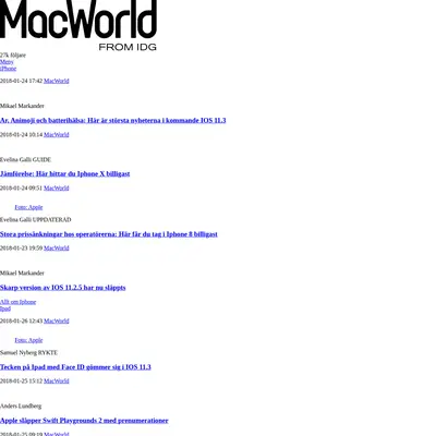 Mac World startsida 2018