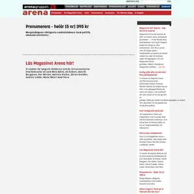 Samhällsmagasinet Arena startsida 2026