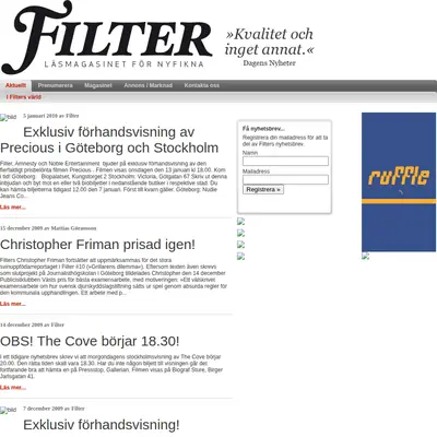 magasinetfilter.se startsida 2010