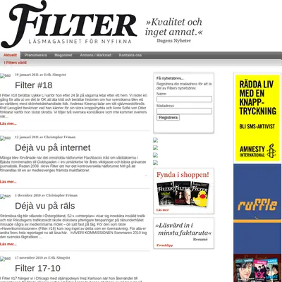 magasinetfilter.se startsida 2011