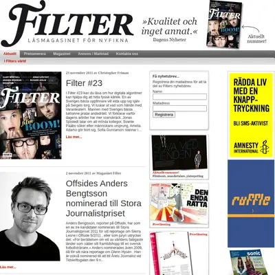 magasinetfilter.se startsida 2012