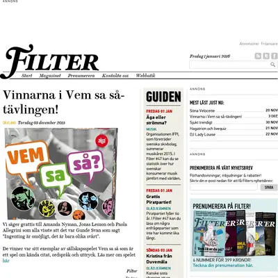 magasinetfilter.se startsida 2016